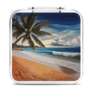 Coconut Palm Tree Sandy Beach Switch Game Case Switch Game Holder Cartridge Case Storage 12 Games & 2 Micro Sd Card Slots, Travel Carry Cases, Portable Games Card Storage, Hard Shell, Buckle Closure