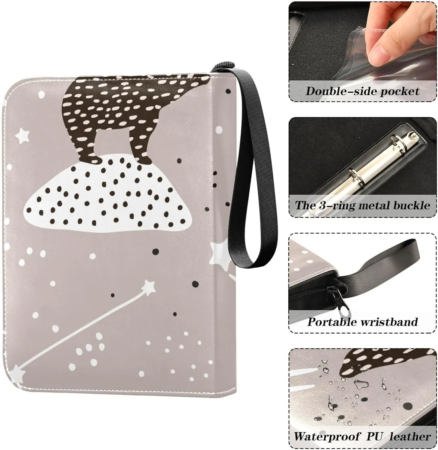 Collectible Trading Card Albums with Sleeves Zipper Leather Collector's Binder for Sports/TCG Cards