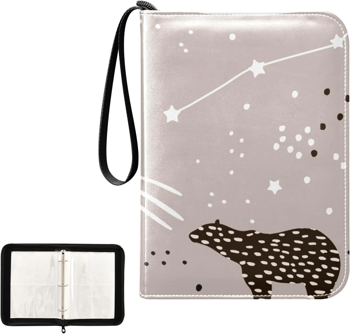 Collectible Trading Card Albums with Sleeves Zipper Leather Collector's Binder for Sports/TCG Cards