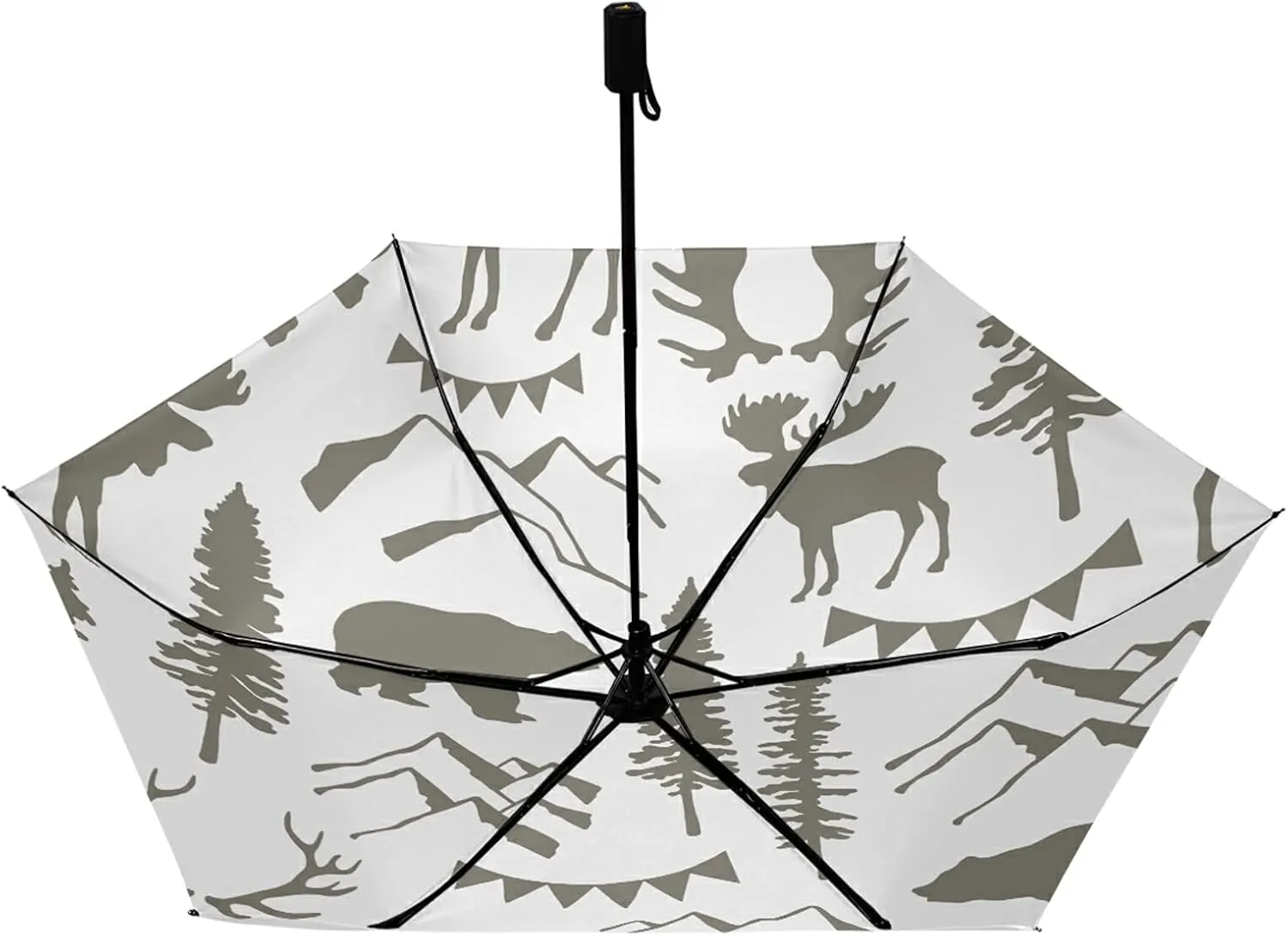Compact Lightweight Folding Umbrella, Inner Print Sun Parasol with UV Protection, Strong Portable Travel Rain Umbrella