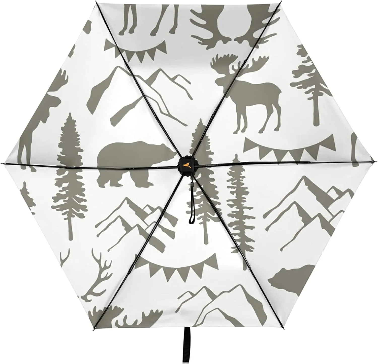 Compact Lightweight Folding Umbrella, Inner Print Sun Parasol with UV Protection, Strong Portable Travel Rain Umbrella