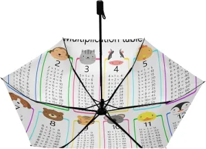Compact Lightweight Folding Umbrella, Inner Print Sun Parasol with UV Protection, Strong Portable Travel Rain Umbrella