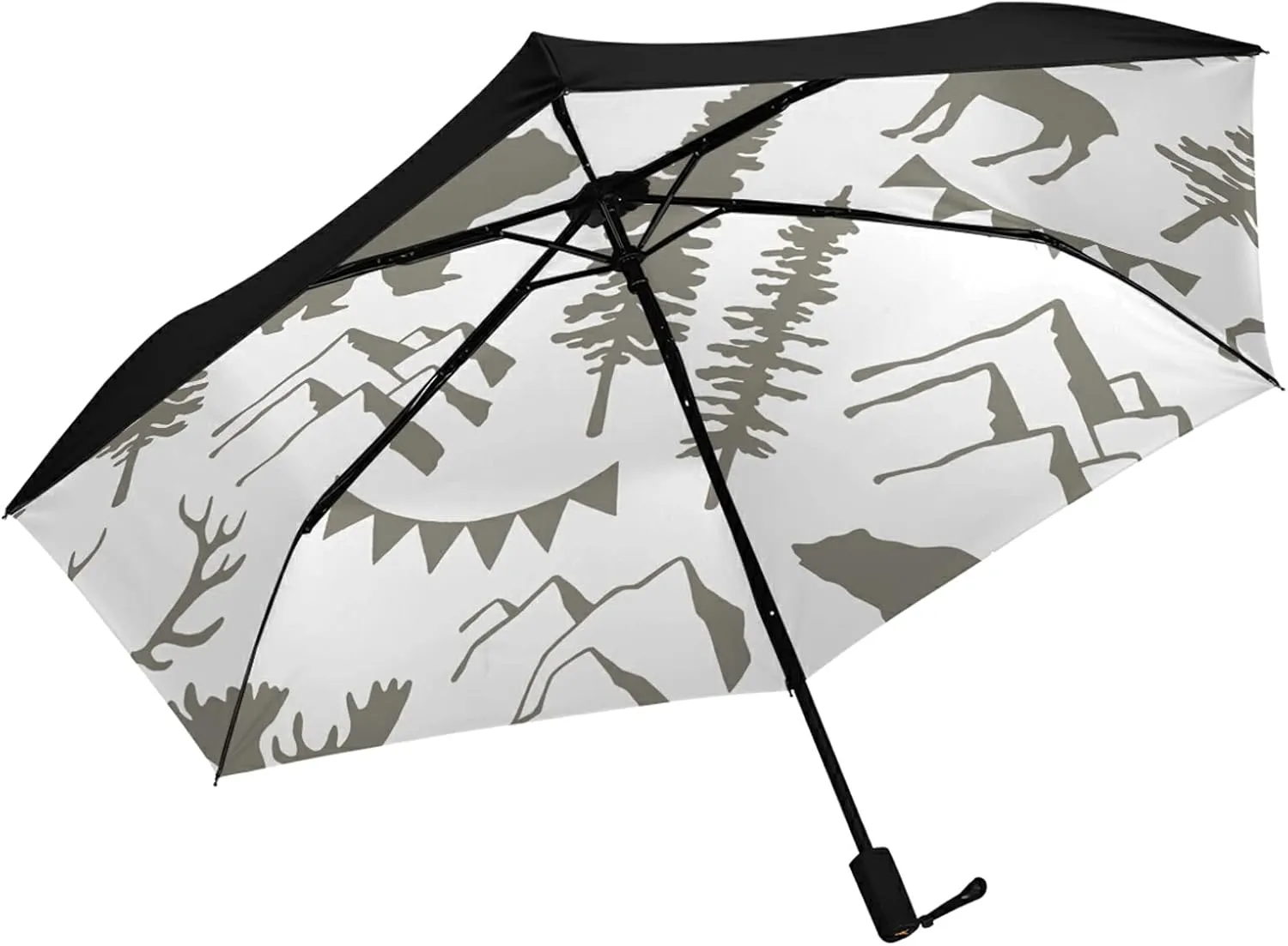 Compact Lightweight Folding Umbrella, Inner Print Sun Parasol with UV Protection, Strong Portable Travel Rain Umbrella