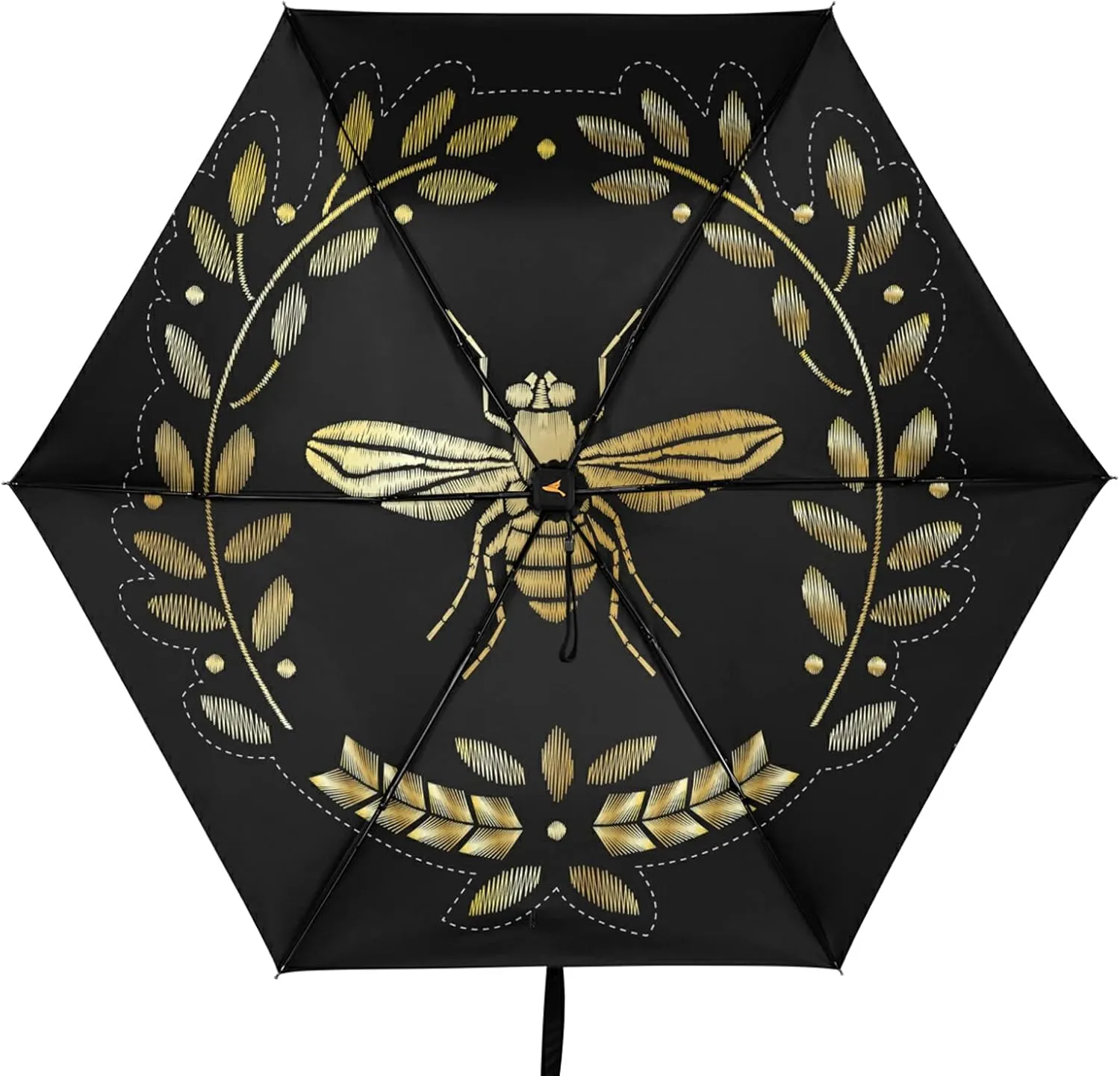 Compact Lightweight Folding Umbrella, Inner Print Sun Parasol with UV Protection, Strong Portable Travel Rain Umbrella