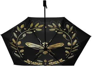 Compact Lightweight Folding Umbrella, Inner Print Sun Parasol with UV Protection, Strong Portable Travel Rain Umbrella