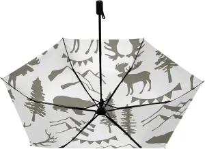 Compact Lightweight Folding Umbrella, Inner Print Sun Parasol with UV Protection, Strong Portable Travel Rain Umbrella
