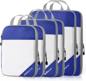 Compression Packing Cubes 6 Set, Compressible Space-Saving Packing Cubes for Travel - Compression Bags, Luggage Organizer, Travel Essentials for Women, Royal Blue