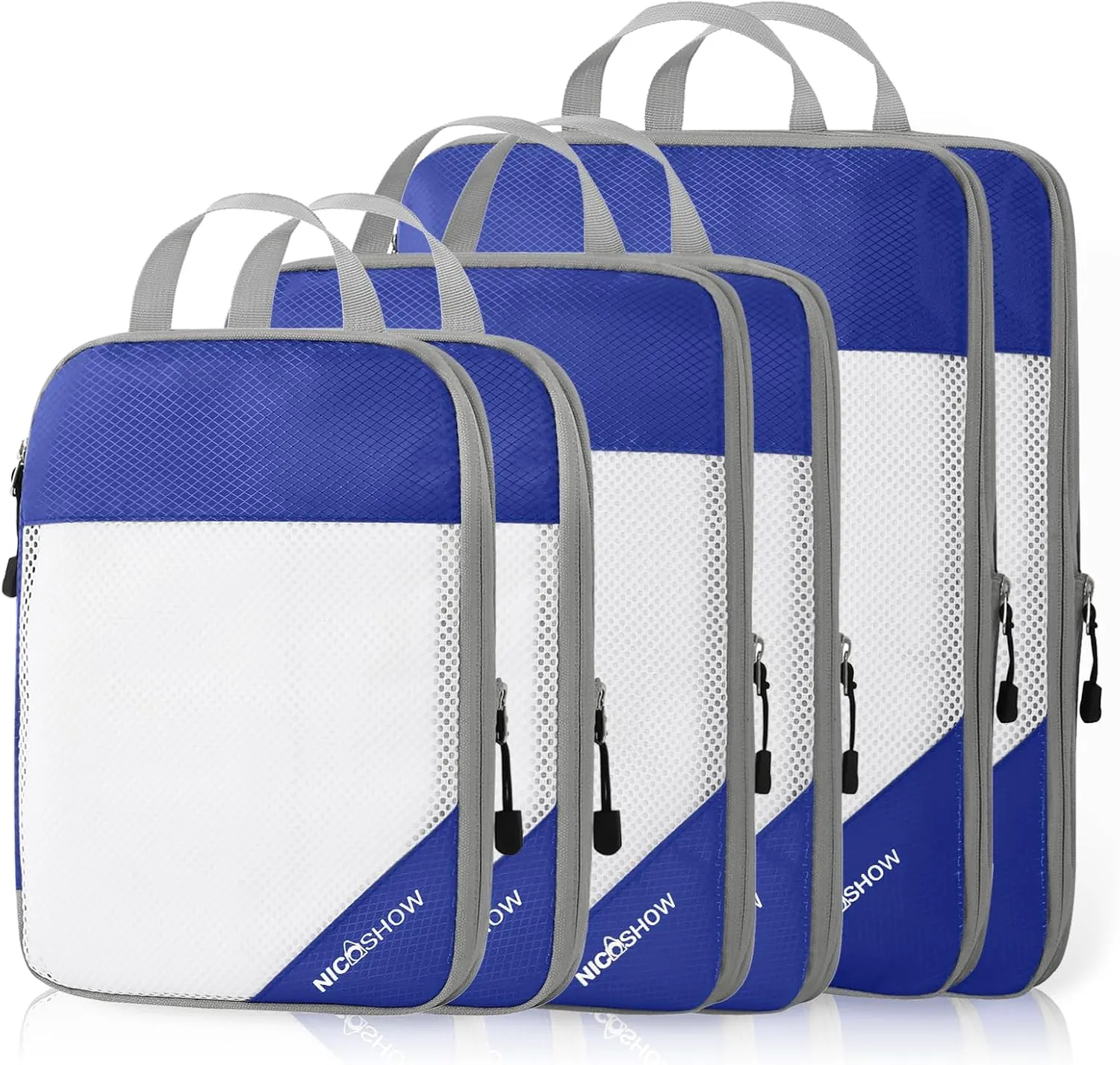 Compression Packing Cubes 6 Set, Compressible Space-Saving Packing Cubes for Travel - Compression Bags, Luggage Organizer, Travel Essentials for Women, Royal Blue