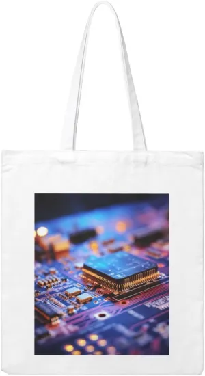 Computer Processor with Magic Light Print Canvas Tote Bag Reusable Tote Shoulder Bag for Vacation, Shopping, Work, Gym