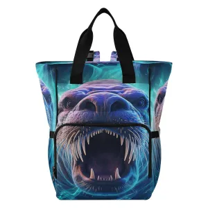 Cool Blue Walrus Diaper Bag Travel Backpack Large Capacity Tote Mom Bags for Dad Women Girls