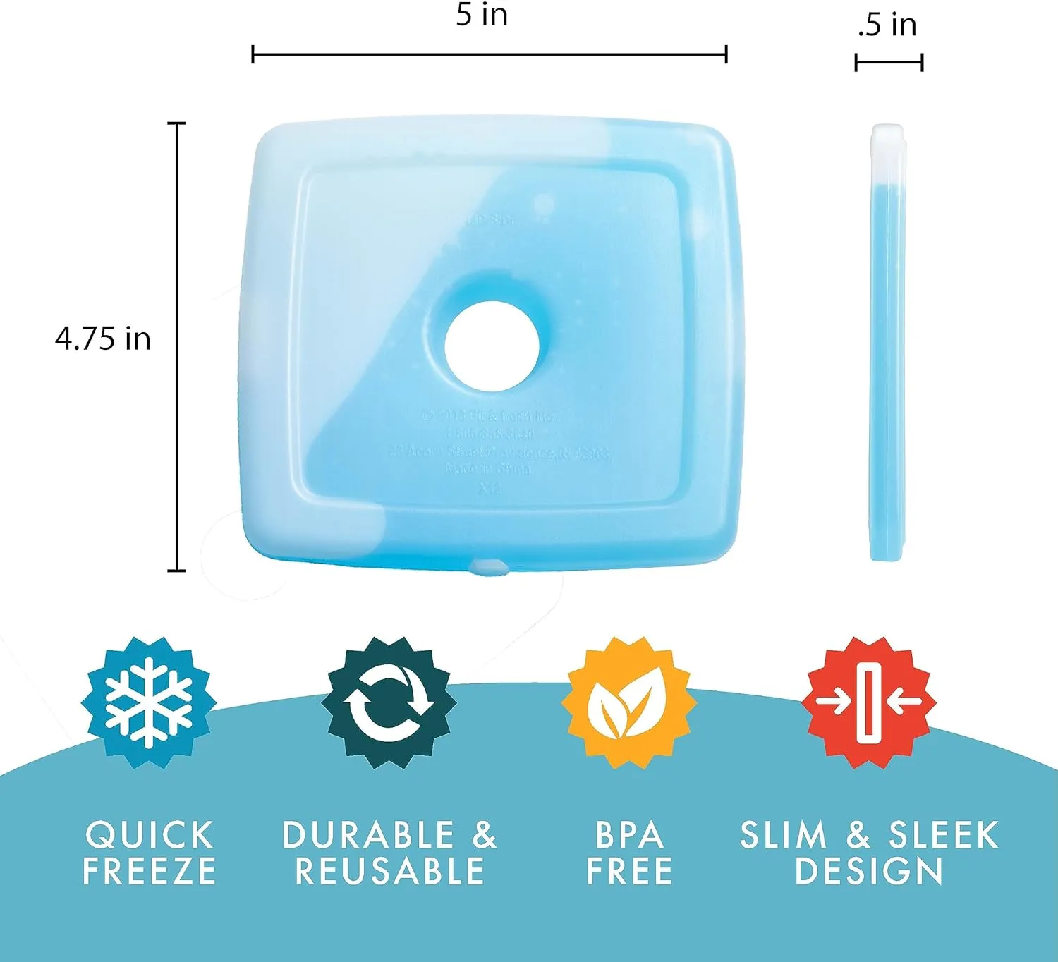 Cool Coolers by Fit   Fresh, Reusable & Long-Lasting Slim Ice Packs, Cold Packs for Lunch Boxes, Ice Packs for Lunch Bags