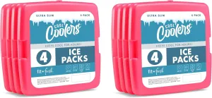 Cool Coolers by Fit   Fresh, Reusable & Long-Lasting Slim Ice Packs, Cold Packs for Lunch Boxes, Ice Packs for Lunch Bags