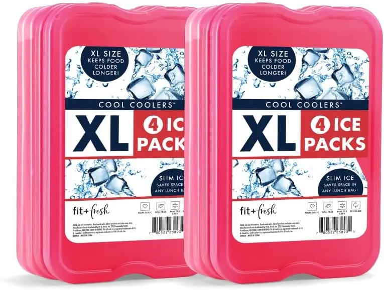 Cool Coolers by Fit   Fresh Slim Compact Reusable XL Ice Pack, Perfect for Lunch Boxes, Coolers, and Beach Bags