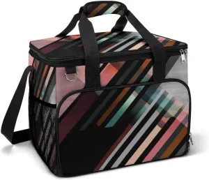 Cooler Bag Large Lunch Bag with Double Zipper Eiffel Tower Red Rose Insulated Grocery Bag Reusable Lunch Box for Camping Beach