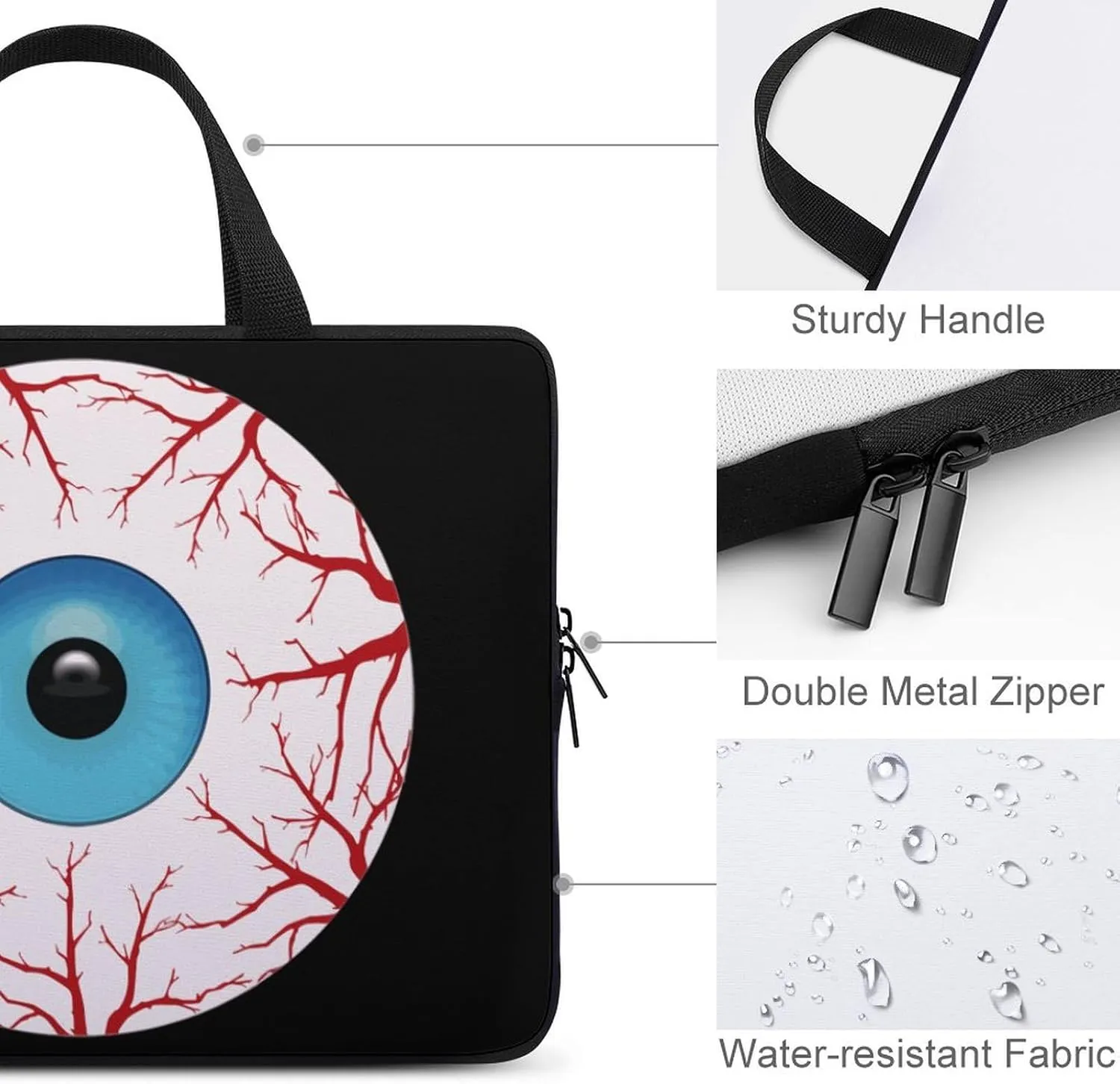Creepy Bloodshot Eyeball Laptop Sleeve Bag Computer Protective Carrying Case Cover with Handle for Travel Work 10inch