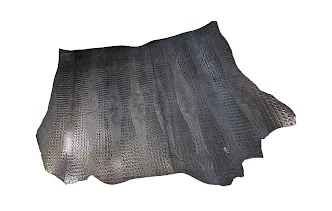 Crocodile  Embossed Veg Tan Leather - Beautiful Black