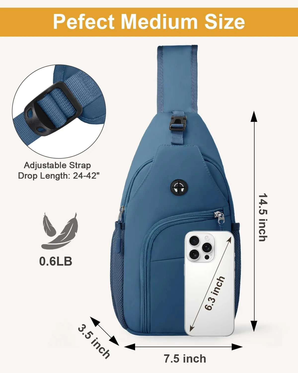 Crossbody Bags for Women Man Waterproof Sling Bag Backpack Trendy Casual Cross Body Bag with Convertible Shoulder Strap Chest Bag for Camping Hiking Travel Essentials (Teal blue, Medium)