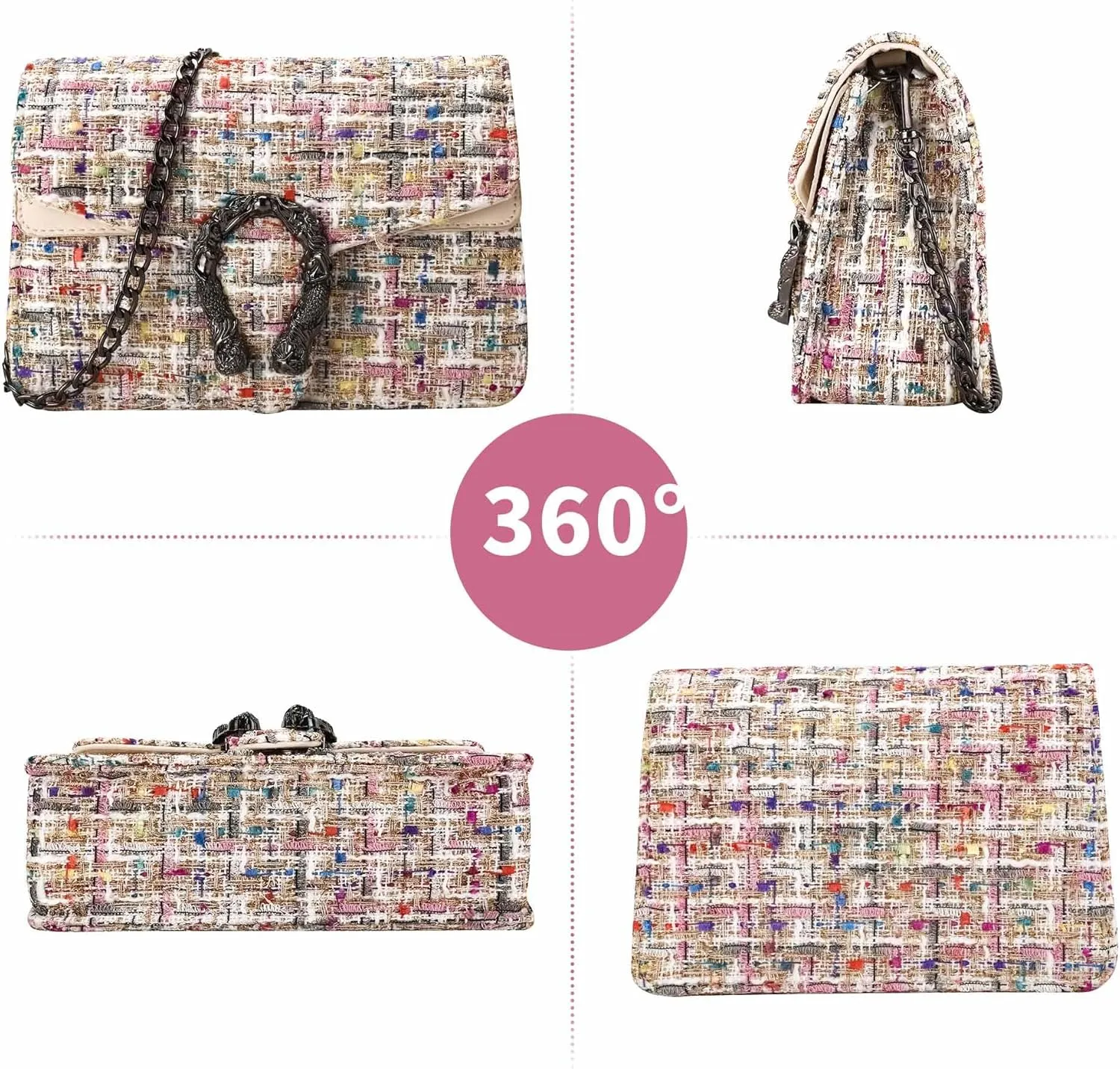 Crossbody Bags for Women Small Handbag Purse Trendy Shoulder Bag Clutch Evening Bag Quilted Satchels, with Chain Strap