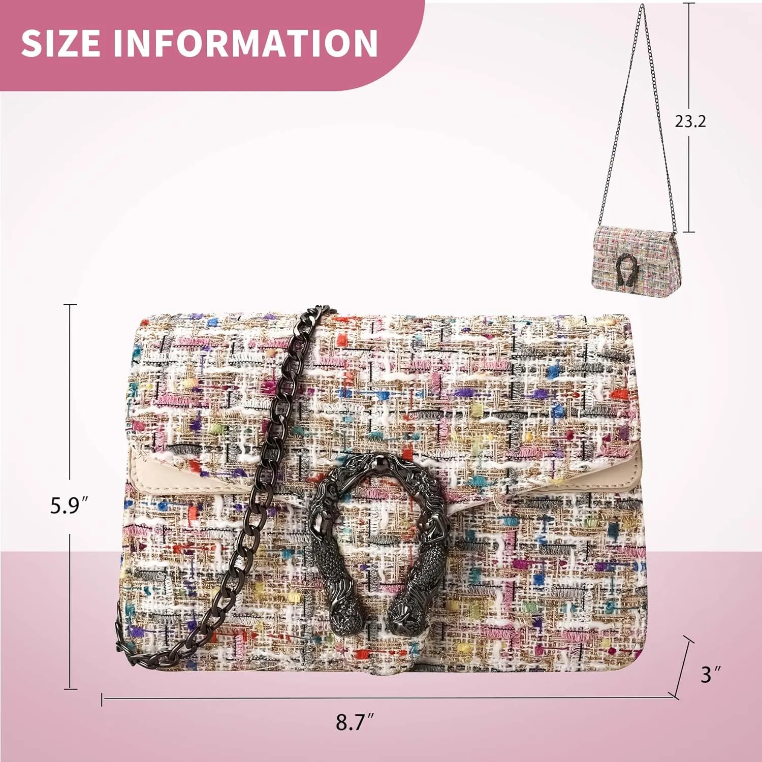 Crossbody Bags for Women Small Handbag Purse Trendy Shoulder Bag Clutch Evening Bag Quilted Satchels, with Chain Strap