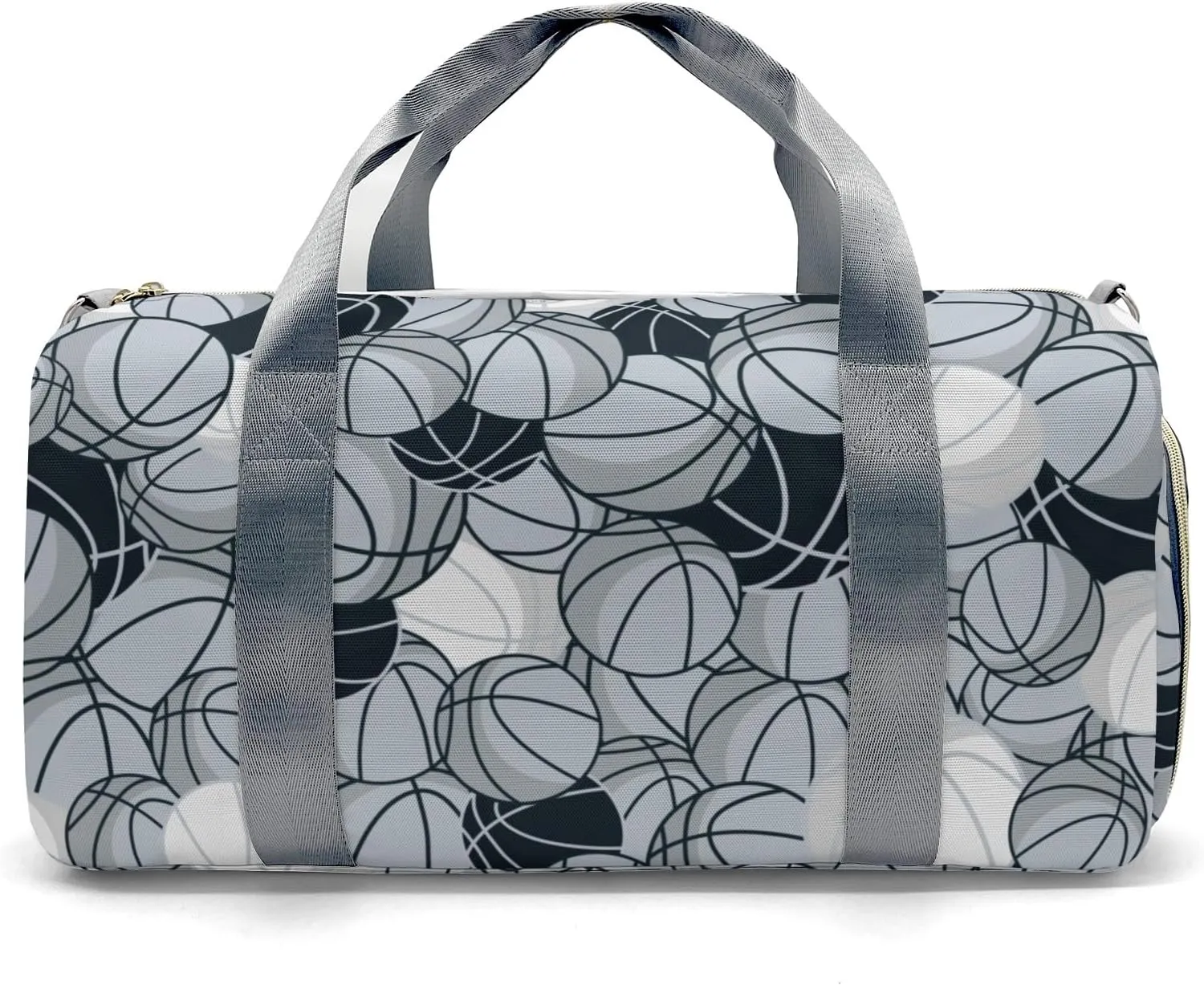 Custom Basketball Pattern Grey Navy Gym Bags Duffel Bag with Name Adjustable Shoulder Strap Bags