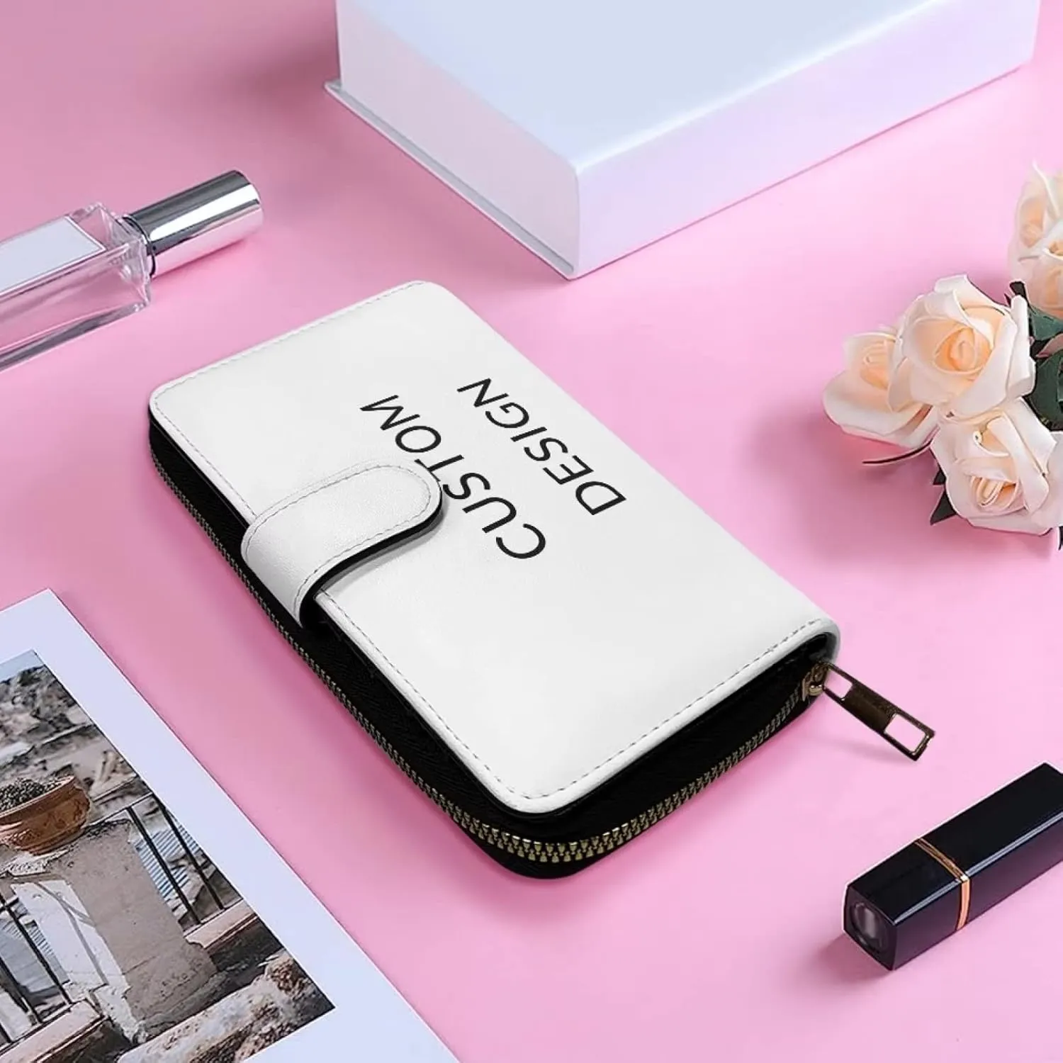 Custom Design Women Wallet RFID Blocking Zip Around Clutch Women Leather Cell Phone Case Credit Card Holder