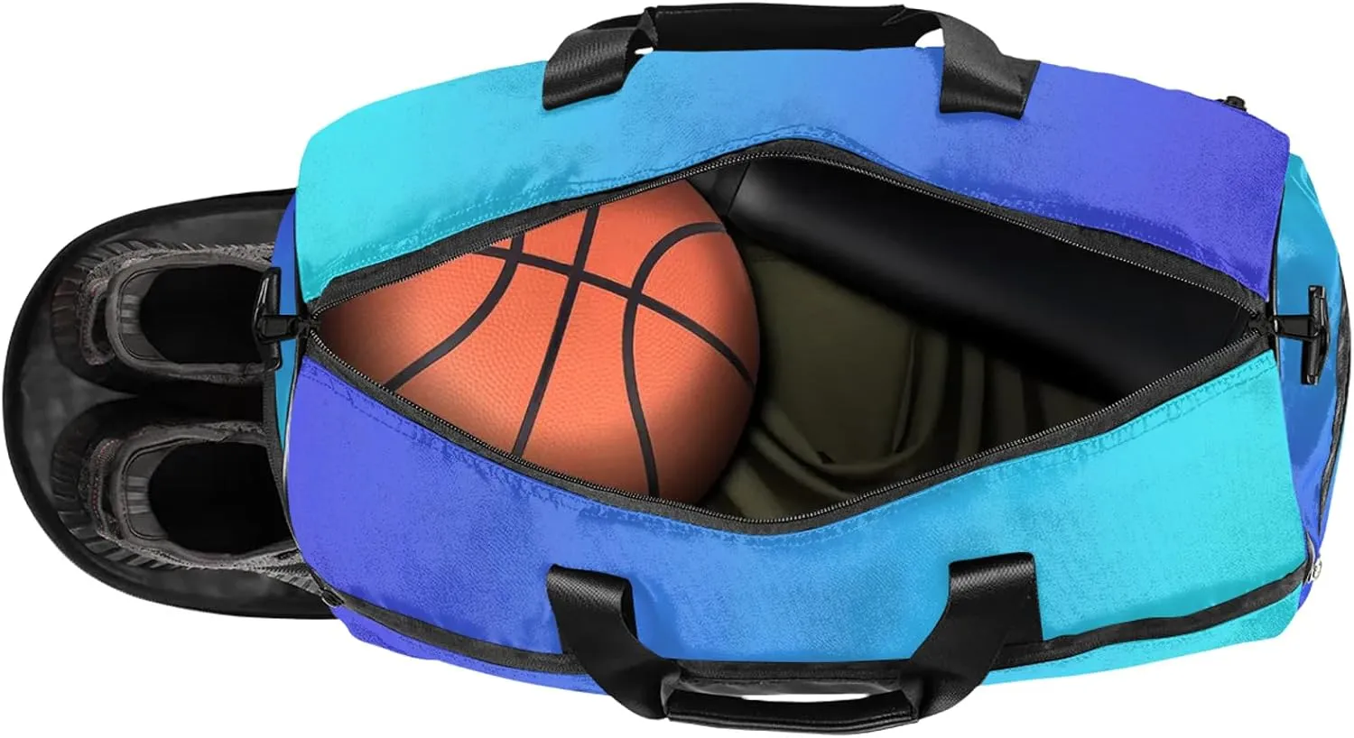 Custom Sports Duffel Bag with Shoe Compartment Personalized Name Dance Gym Bag for Women Overnight Weekender Travel Duffel Bags, Multi Blue