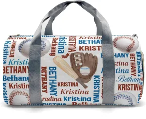 Custon Name Gym Sport Yoga Duffel Bag Sport Player Travel Bag, Baseball Word Cloud Text Sport Gym Bag Personalized Gift for Women Men Travel Hand Bag Carry on Bag