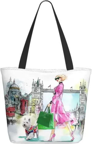 Cute Beach Travel Totes Bag Zippered Tote For Women，Women'S Shoulder Bag，Reusable Foldable Waterproof Handbag