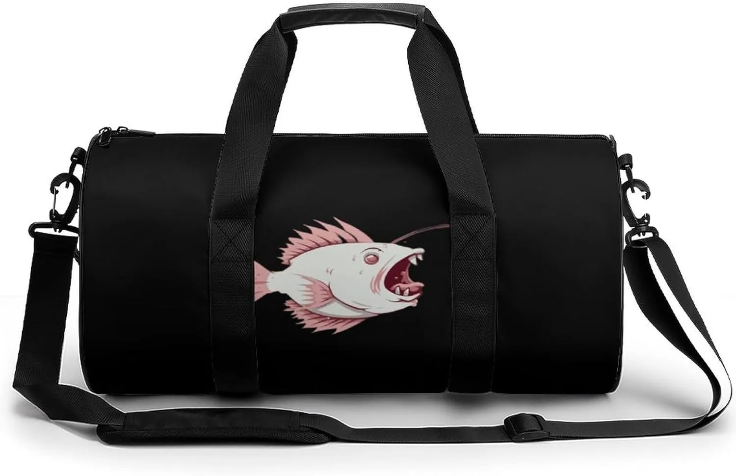 Cute Cartoon Lantern Fish Gym Bag Travel Waterproof Duffel Bag Carryon Overnight Bags Tote Bags for Sports