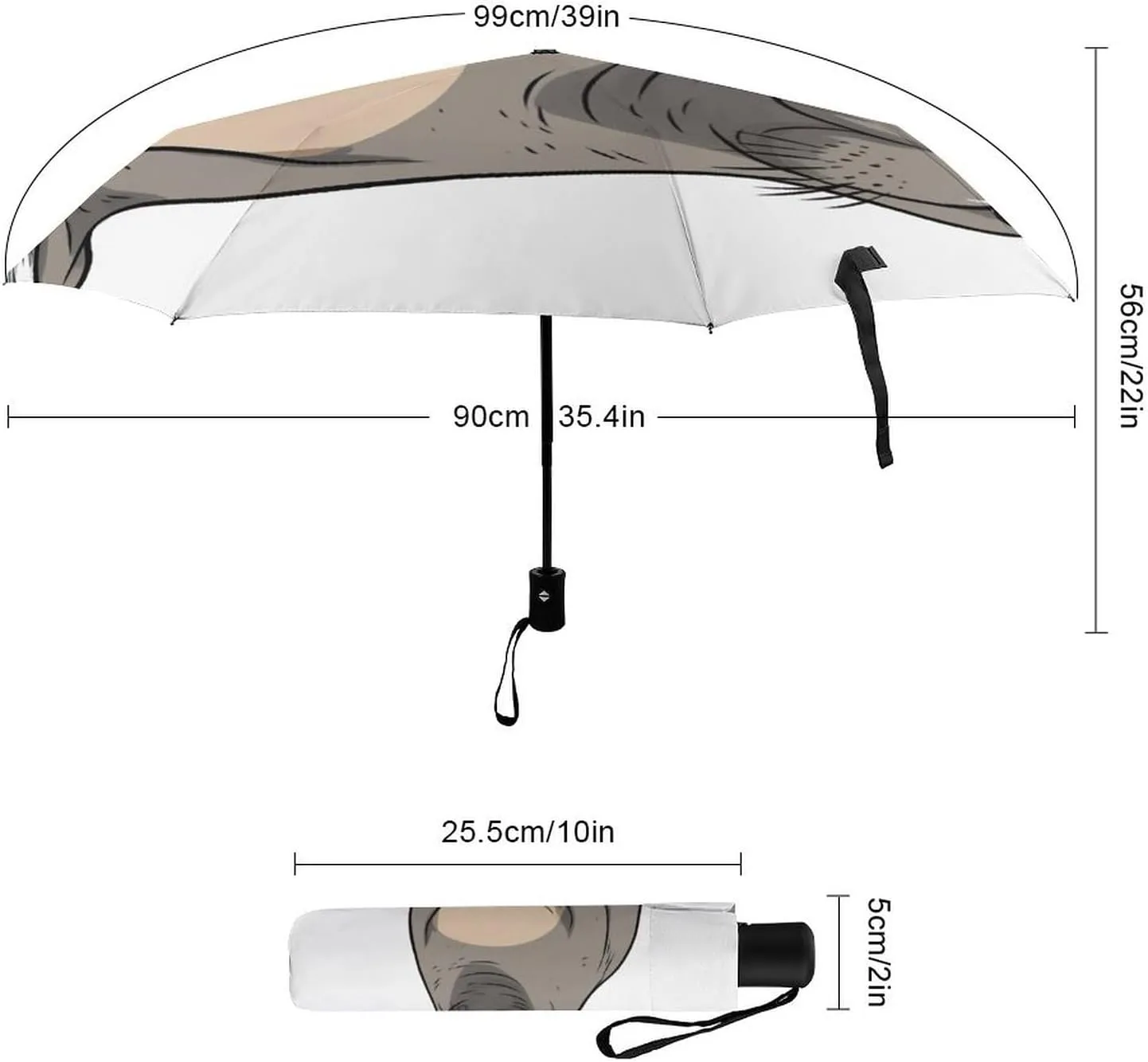 Cute Walrus Travel Umbrella Windproof Compact Umbrellas for Rain Sun UV Protection Manual & Automatic Umbrellas Waterproof Small Folding Umbrella with Case for Backpack()