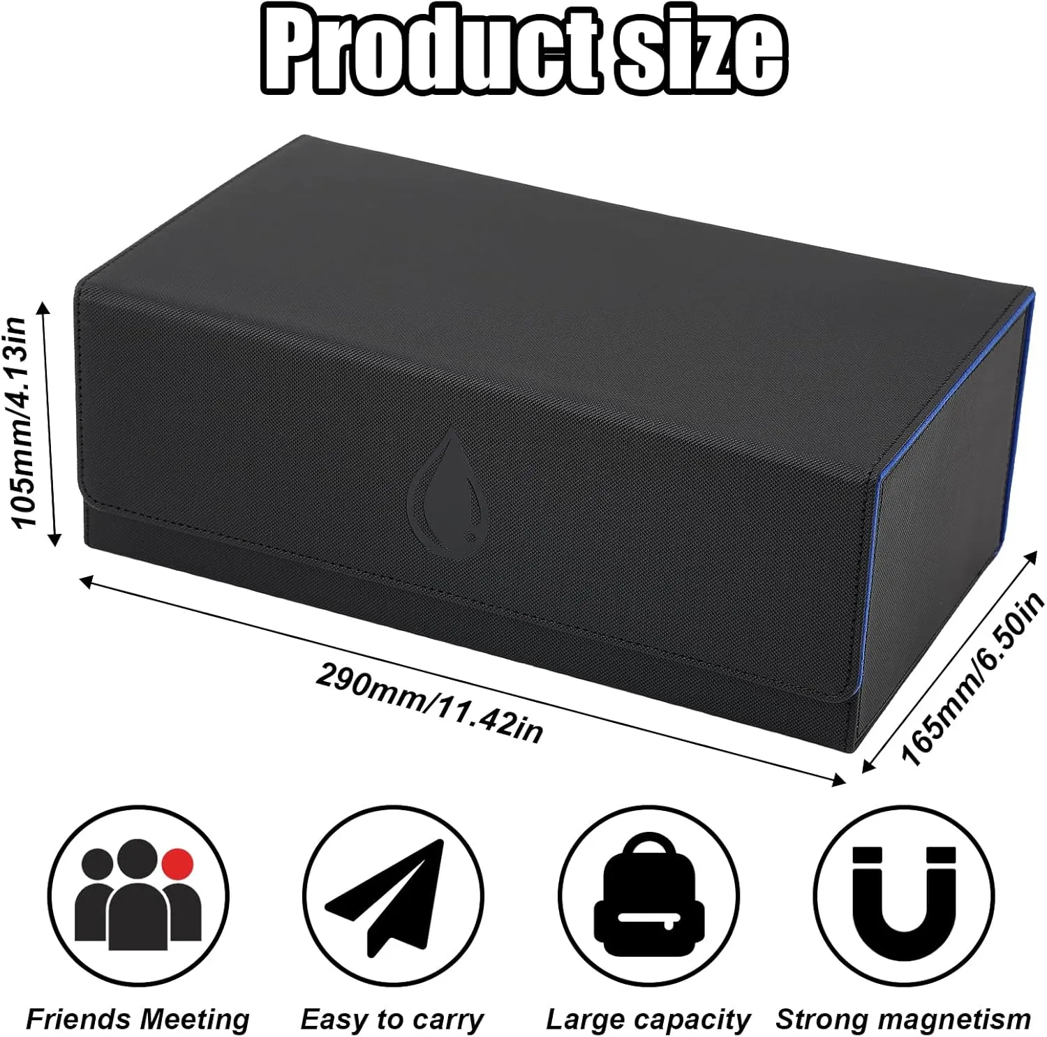 DaMohony 1500  Trading Card Storage Box for TCG Cards, PU Leather Commander Card Deck Case, Double MTG Card Deck Box，Magnetic Closure Card Holder for Magic Game Cards and Sports Cards