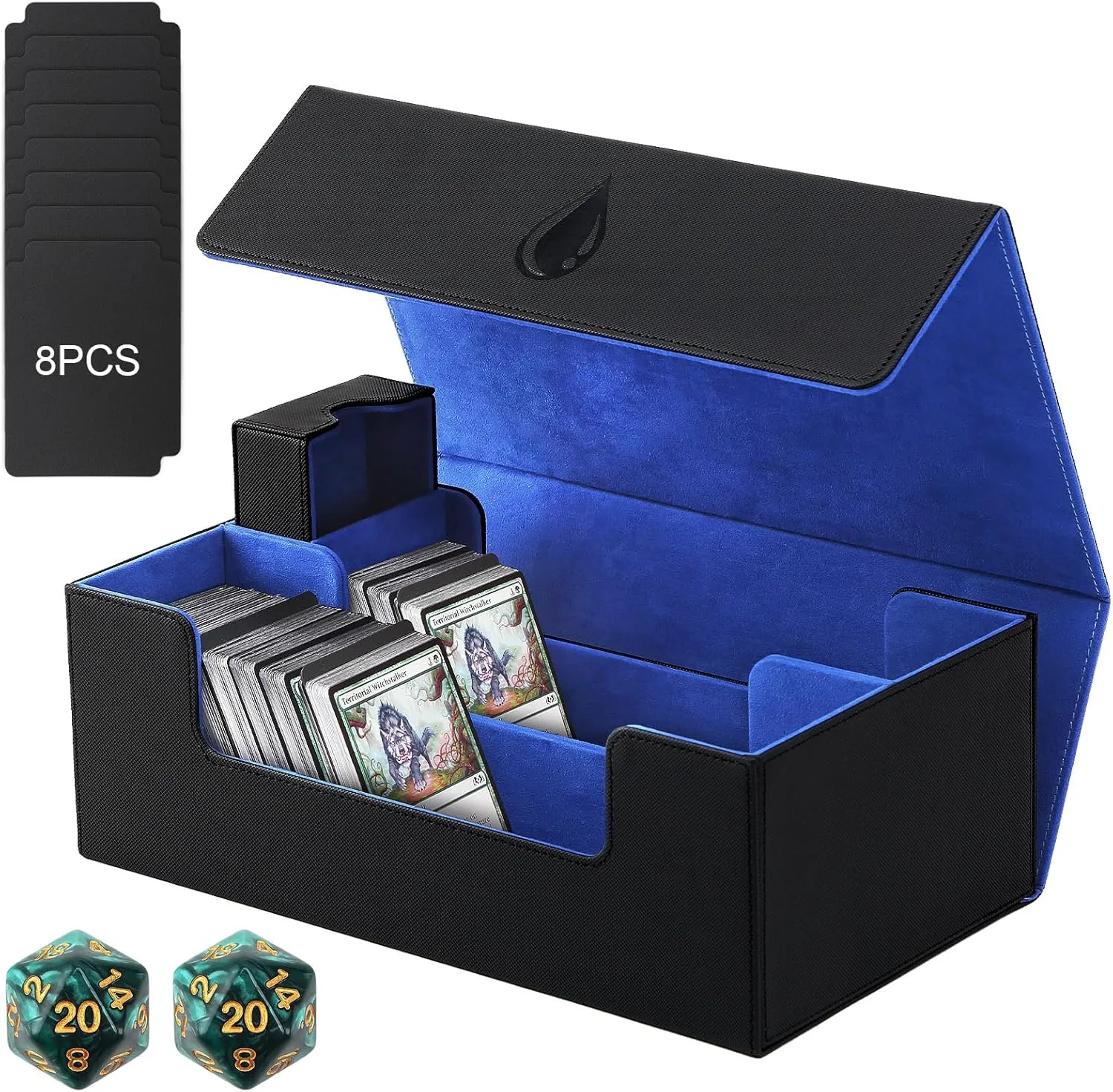 DaMohony 1500  Trading Card Storage Box for TCG Cards, PU Leather Commander Card Deck Case, Double MTG Card Deck Box，Magnetic Closure Card Holder for Magic Game Cards and Sports Cards