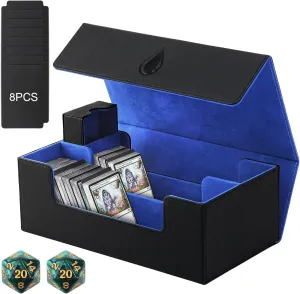 DaMohony 1500  Trading Card Storage Box for TCG Cards, PU Leather Commander Card Deck Case, Double MTG Card Deck Box，Magnetic Closure Card Holder for Magic Game Cards and Sports Cards