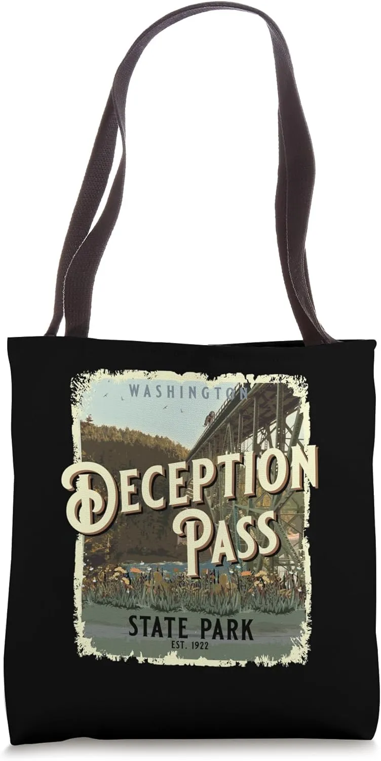 Deception Pass State Park Oak Harbor Washington Vintage Tote Bag