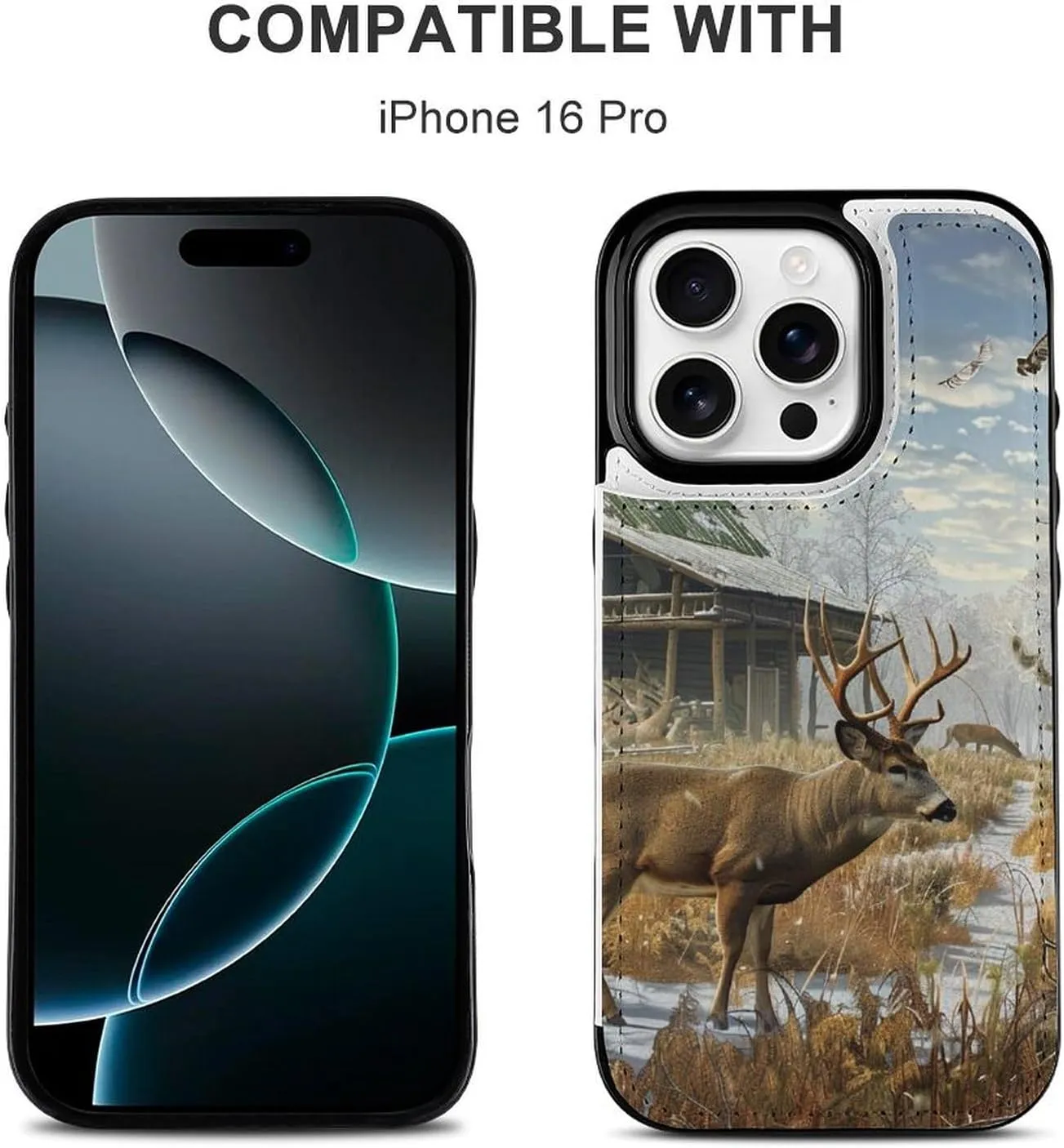 Deer Hunting Printed Wallet Case for iPhone 16 Pro - Flip Leather Wallet Phone Cases Cover with Card Slots