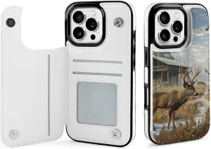Deer Hunting Printed Wallet Case for iPhone 16 Pro - Flip Leather Wallet Phone Cases Cover with Card Slots