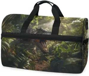 Dinosaur Bush 2 Travel Duffel Bag Luggage Sports Gym Bags With Shoes Compartment Large Capacity Lightweight Duffle Bag For Men Women