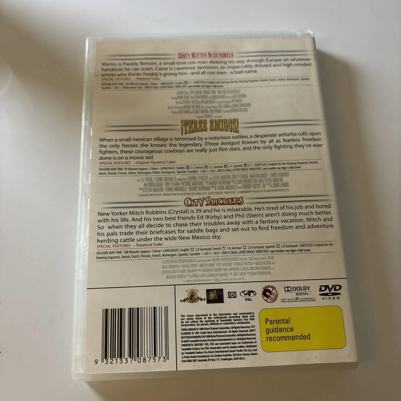 Dirty Rotten Scoundrels / Three Amigos / City Slickers (DVD, 3-Disc) Region 4
