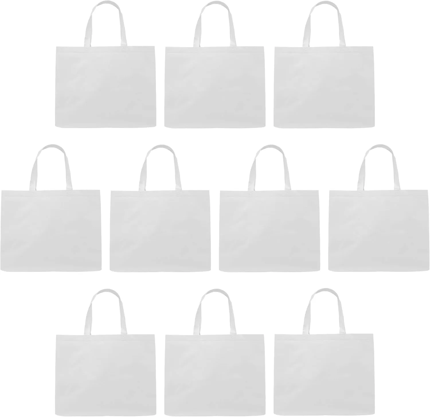 DISCOUNT PROMOS Jumbo Sized Tote Bags Set of 10, Bulk Pack - Reusable Grocery Bags, Shopping Bags, Promotional Item Totes for Women - White