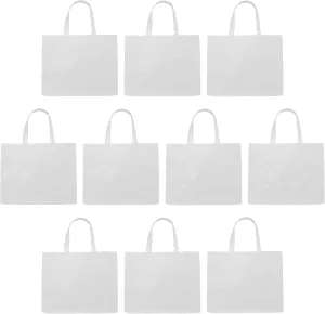 DISCOUNT PROMOS Jumbo Sized Tote Bags Set of 10, Bulk Pack - Reusable Grocery Bags, Shopping Bags, Promotional Item Totes for Women - White