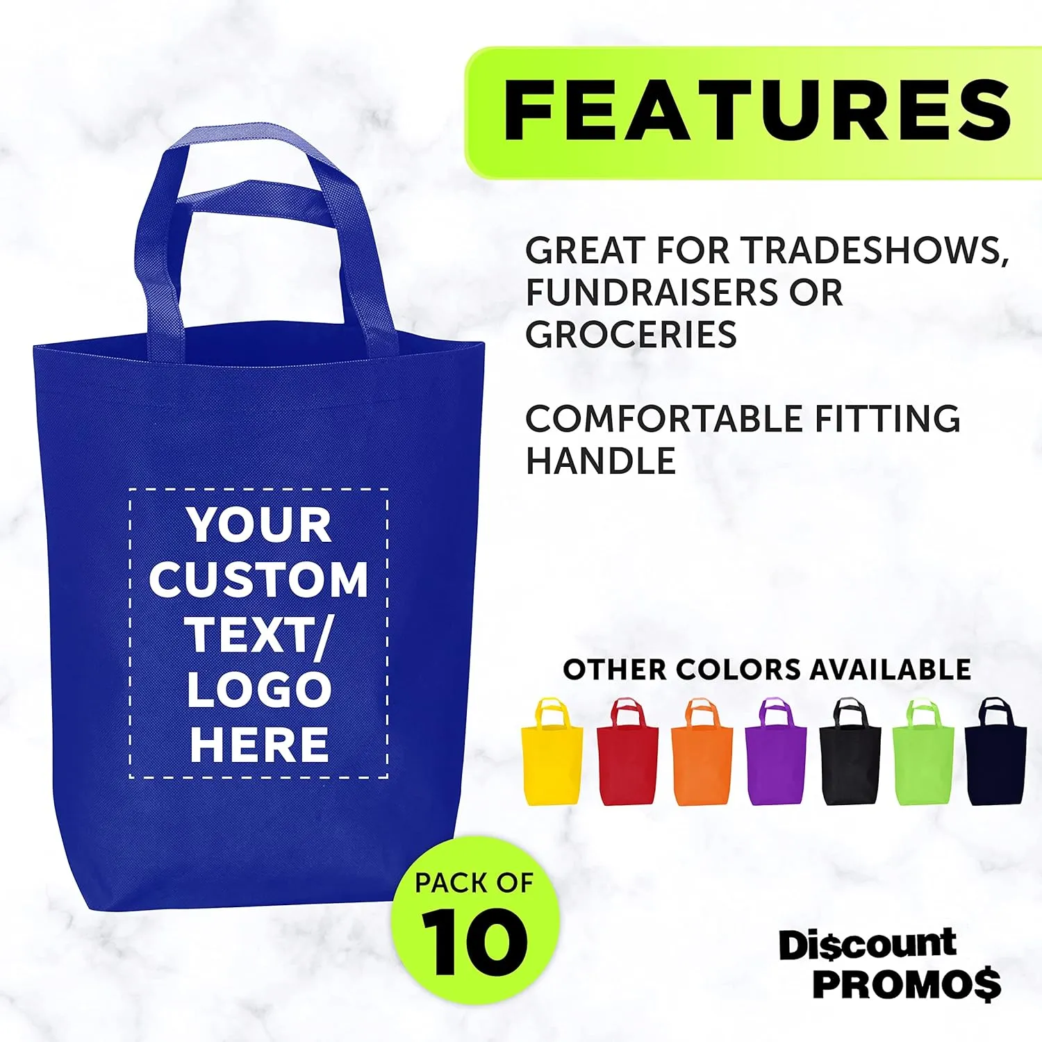 DISCOUNT PROMOS Large Reusable Heavy Duty Tote Bag - Beach Shopping Bag