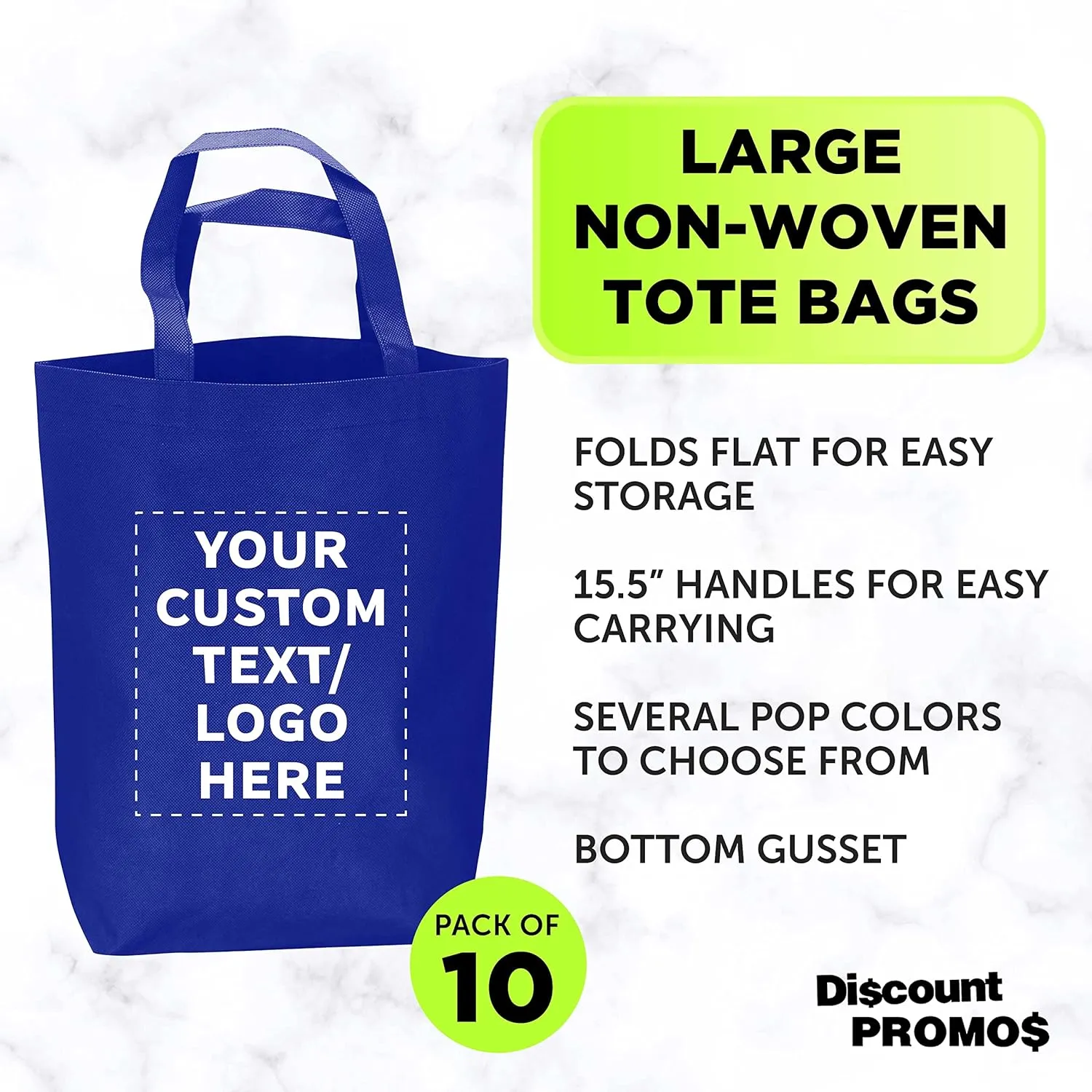 DISCOUNT PROMOS Large Reusable Heavy Duty Tote Bag - Beach Shopping Bag