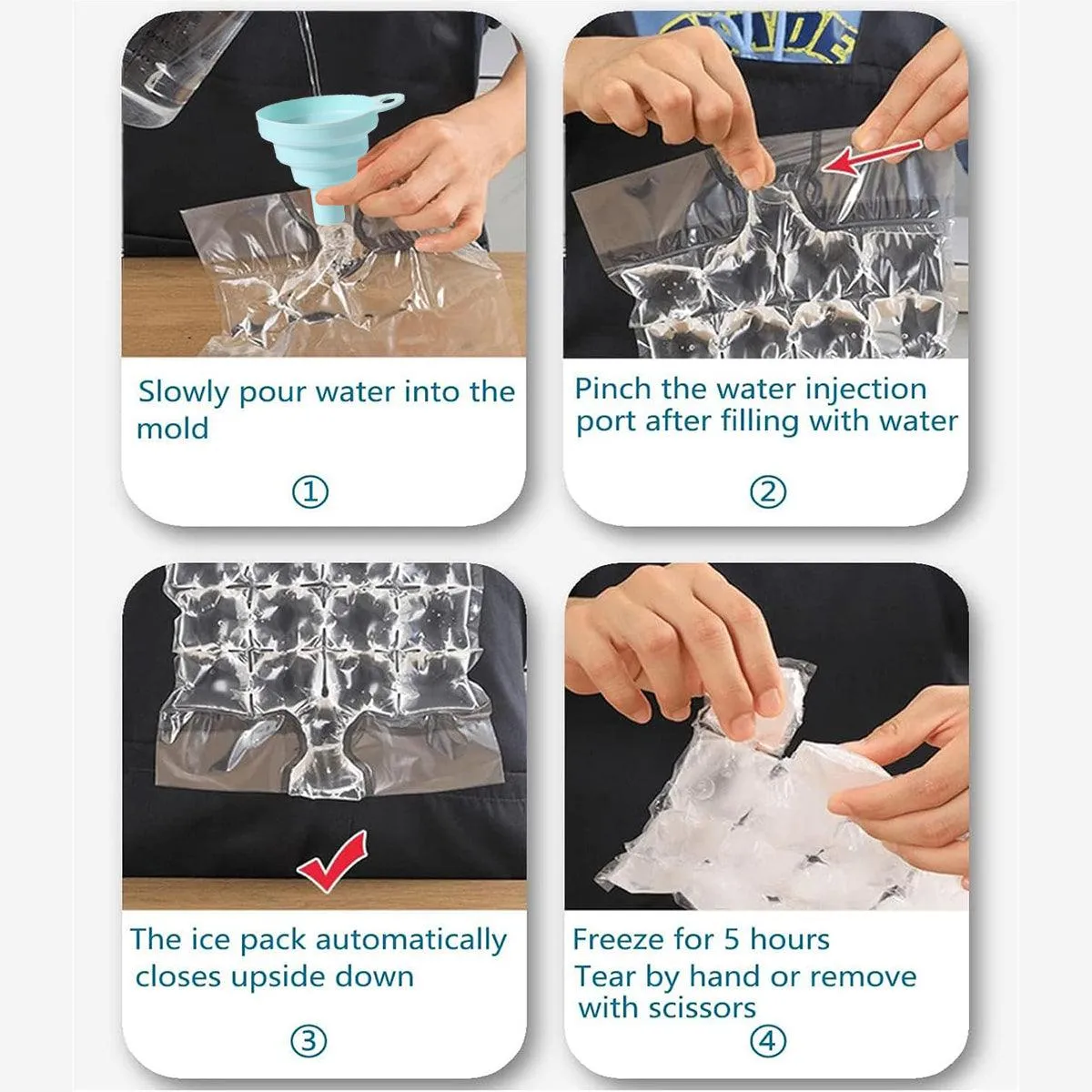 Disposable Ice Pack Bag Water Injection Ice Cube Mold 100PCS