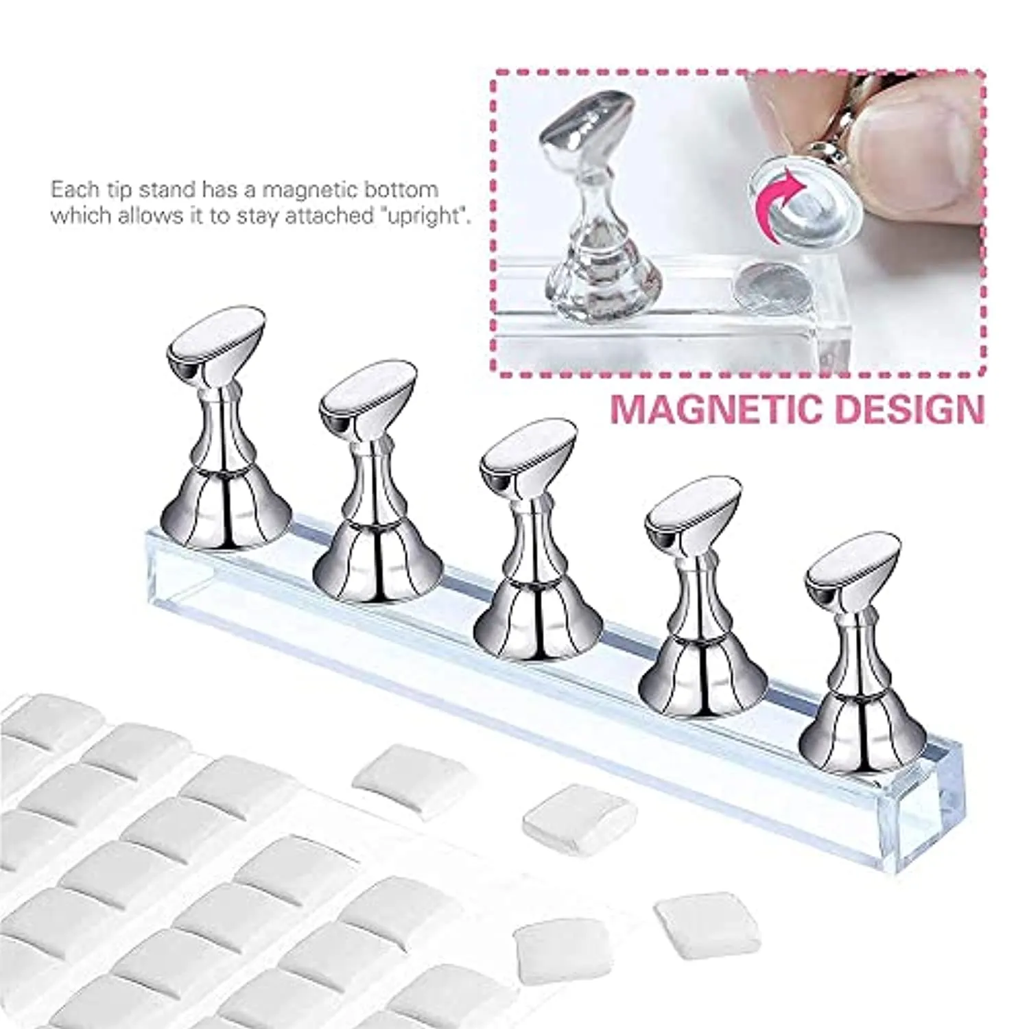 DIY Press on Nail Making Kit Full Cover Long Ballerina Stiletto Short Coffin Nail Tips with 1 Set Magnetic Nail Holder 4PCS Nail Glues 1PC Nail Tip Cutter Clipper 102PCS Reusable Adhesive Putty