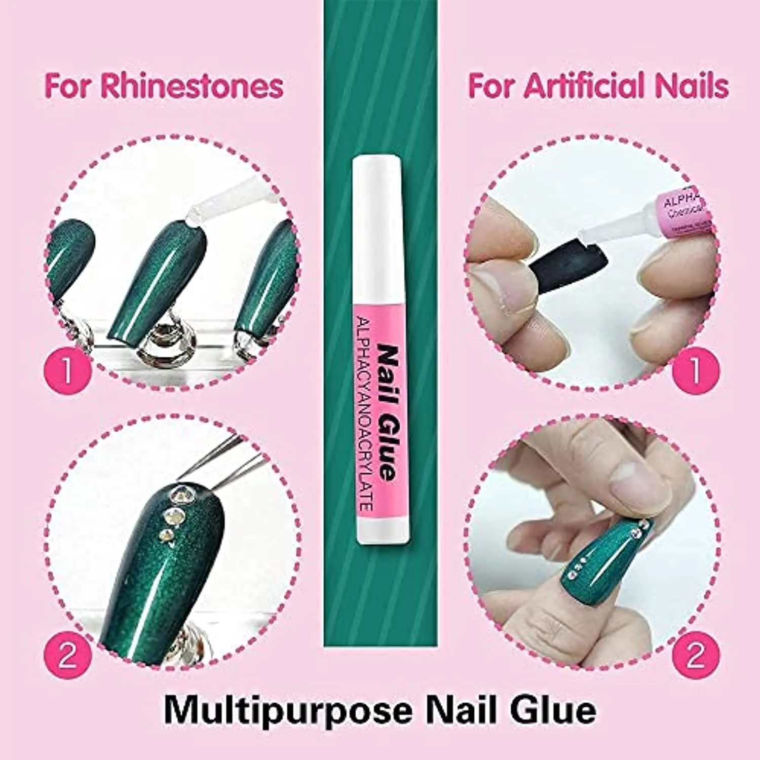 DIY Press on Nail Making Kit Full Cover Long Ballerina Stiletto Short Coffin Nail Tips with 1 Set Magnetic Nail Holder 4PCS Nail Glues 1PC Nail Tip Cutter Clipper 102PCS Reusable Adhesive Putty