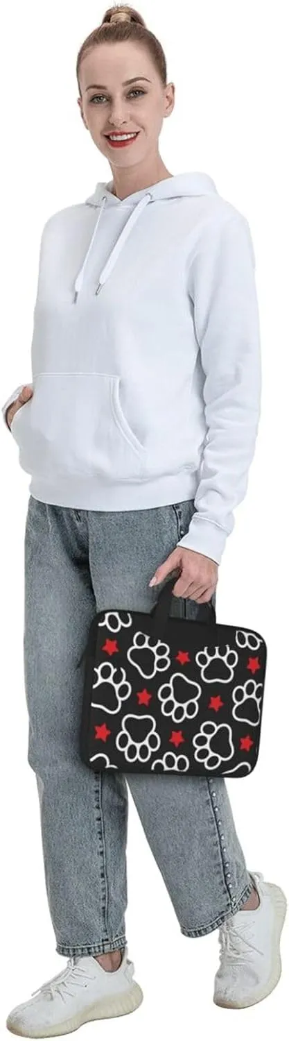 Dog Paw Seamless Pattern Laptop Bag Classic Slim Briefcase Messenger Bag, Spacious, Ergonomic