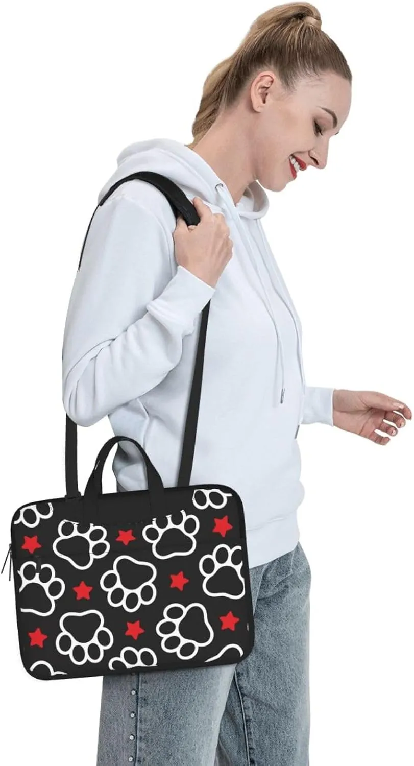 Dog Paw Seamless Pattern Laptop Bag Classic Slim Briefcase Messenger Bag, Spacious, Ergonomic