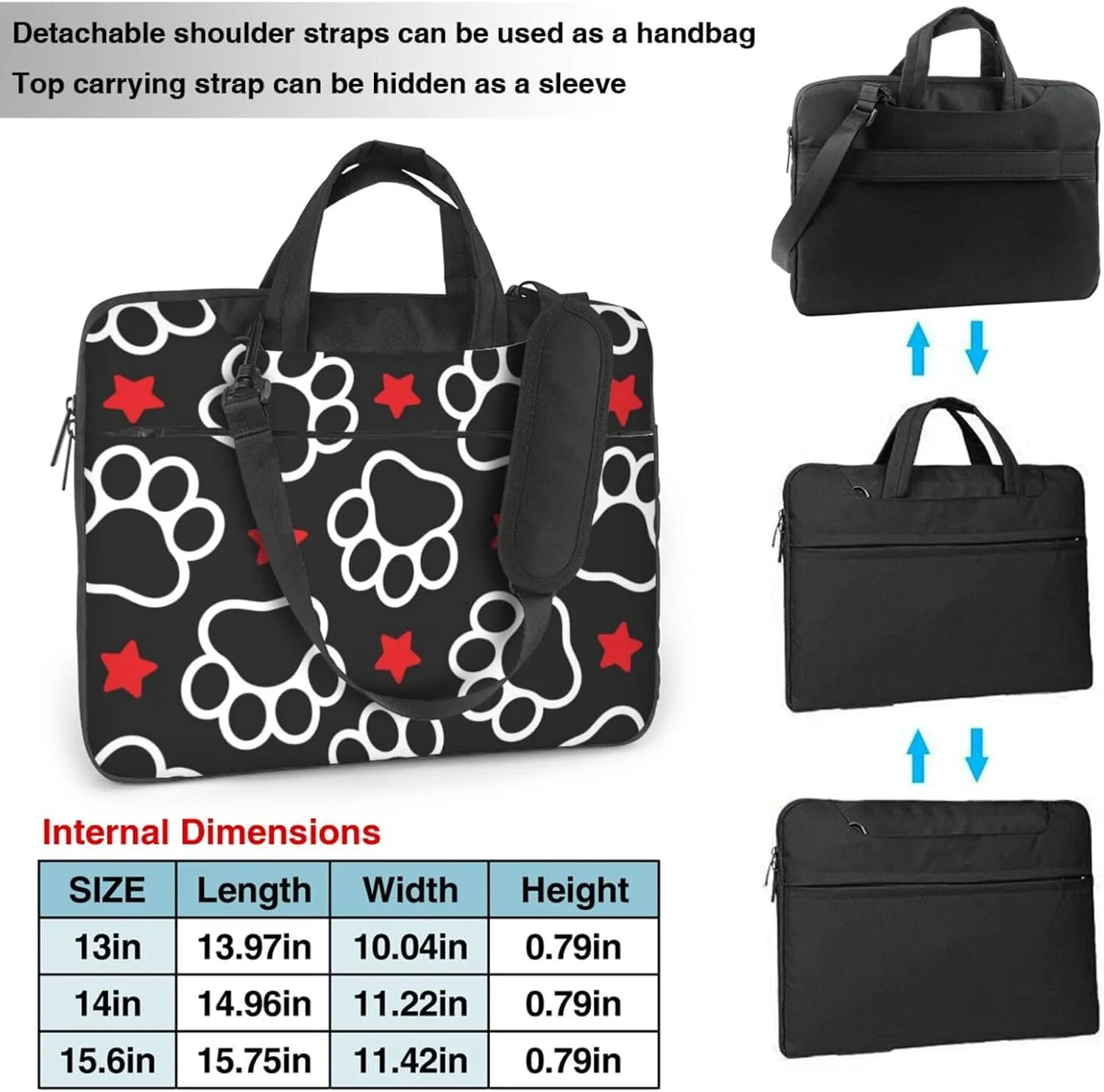 Dog Paw Seamless Pattern Laptop Bag Classic Slim Briefcase Messenger Bag, Spacious, Ergonomic