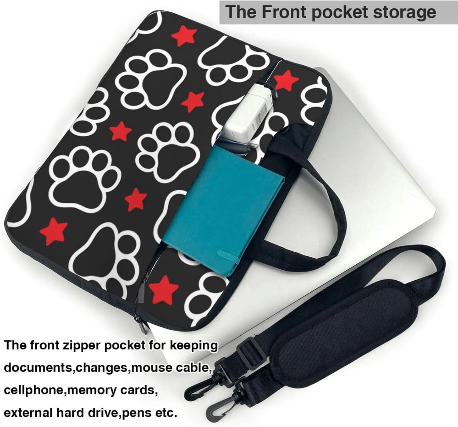 Dog Paw Seamless Pattern Laptop Bag Classic Slim Briefcase Messenger Bag, Spacious, Ergonomic