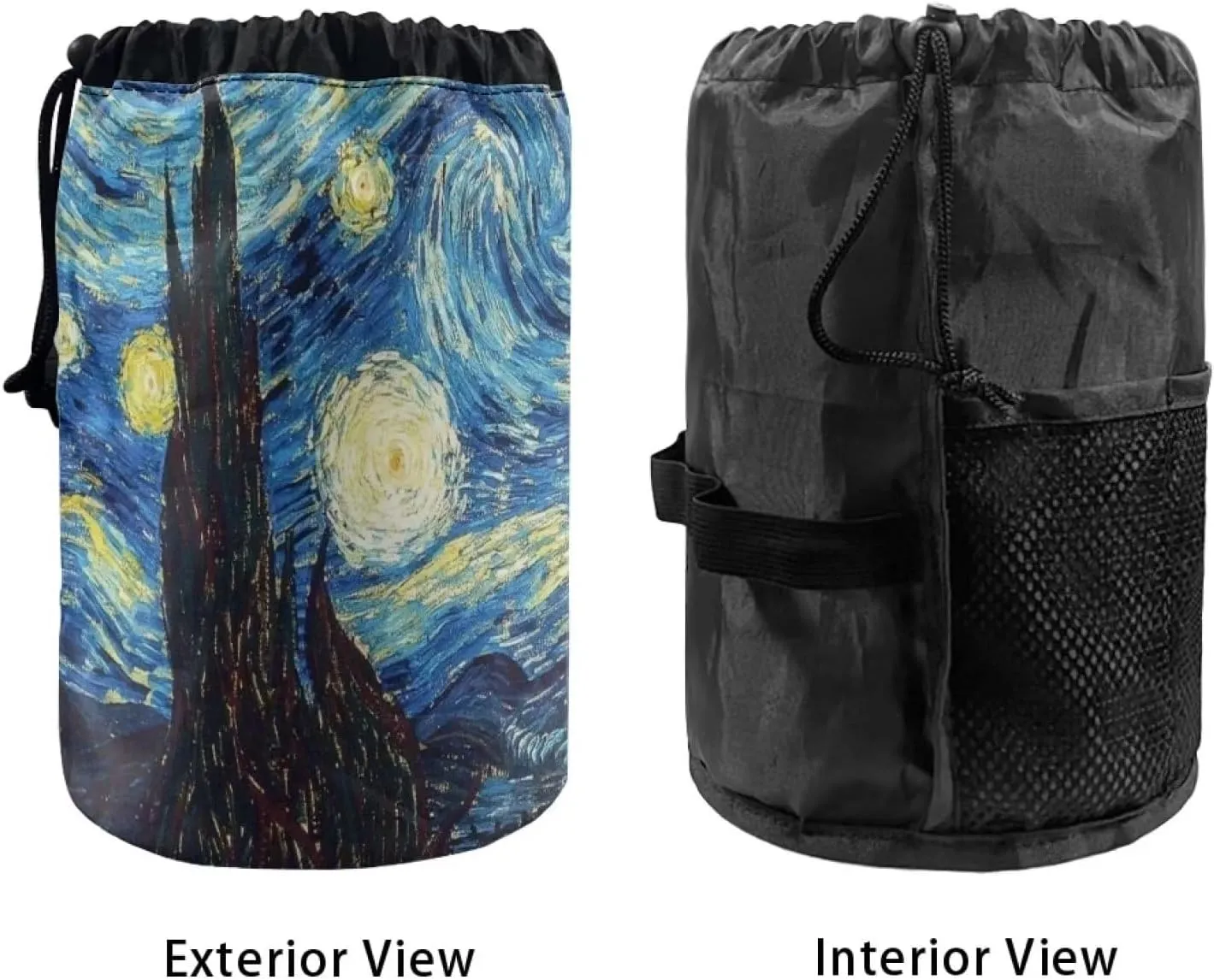 doginthehole Blue Night Sky Makeup Bags Portable Drawstring Travel Cosmetic Bags for Women Girl Starry Sky Print Barrel Foldable Cosmetic Organizer Multifunctional Toiletry Bucket Bags